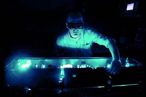 Neil Hunt with femtosecond laser